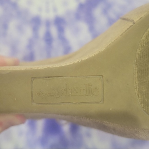 Charming Charlie Tan Peep Toe Wedge Shoes Size 9M - Picture 6 of 13
